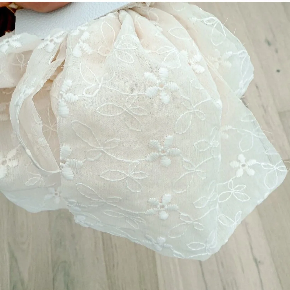 NWT Free People The Dreamers Bow Hair Scrunchie Ivory Eyelet
